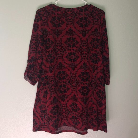 🌞 Apt. 9 Tunic Dress Red Black Women Size PL Petite Large Christmas Holiday - Picture 2 of 2